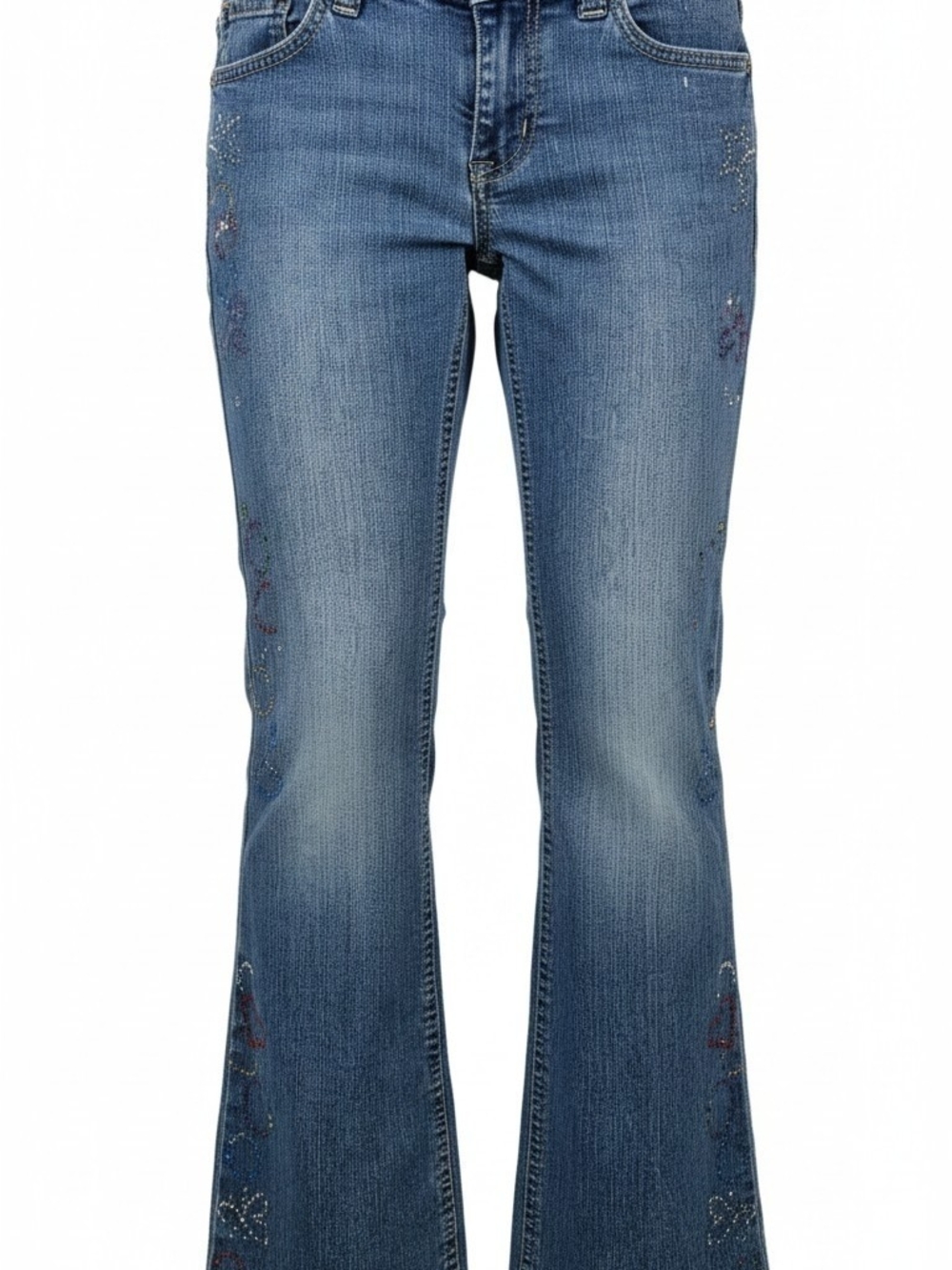 Arizona Jean Company Blue Embroidered Flare Jeans